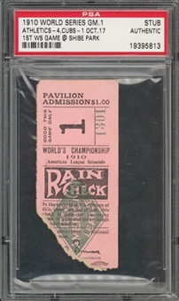 1910 World Series Game 1 Ticket Stub - First World Series Game At Shibe Park- (PSA)